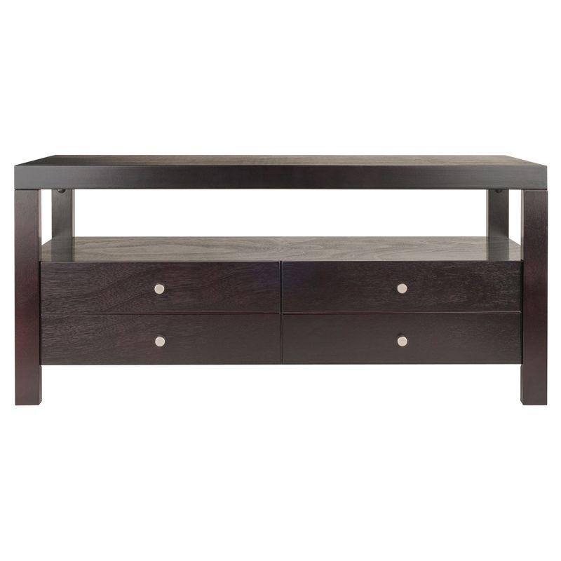 Copenhagen Coffee Table Espresso - Winsome: 2 Drawers, Open Shelf, Rectangular Wood Composite