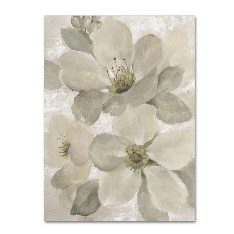 Silvia Vassileva White Floral Canvas Art with Floater Frame