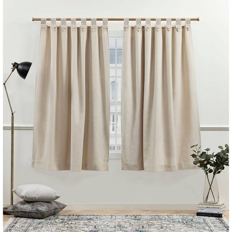 Nicole Miller New York Peterson Cotton Blend Tuxedo Tab Top Light Filtering Curtain Panels (Set of 2)