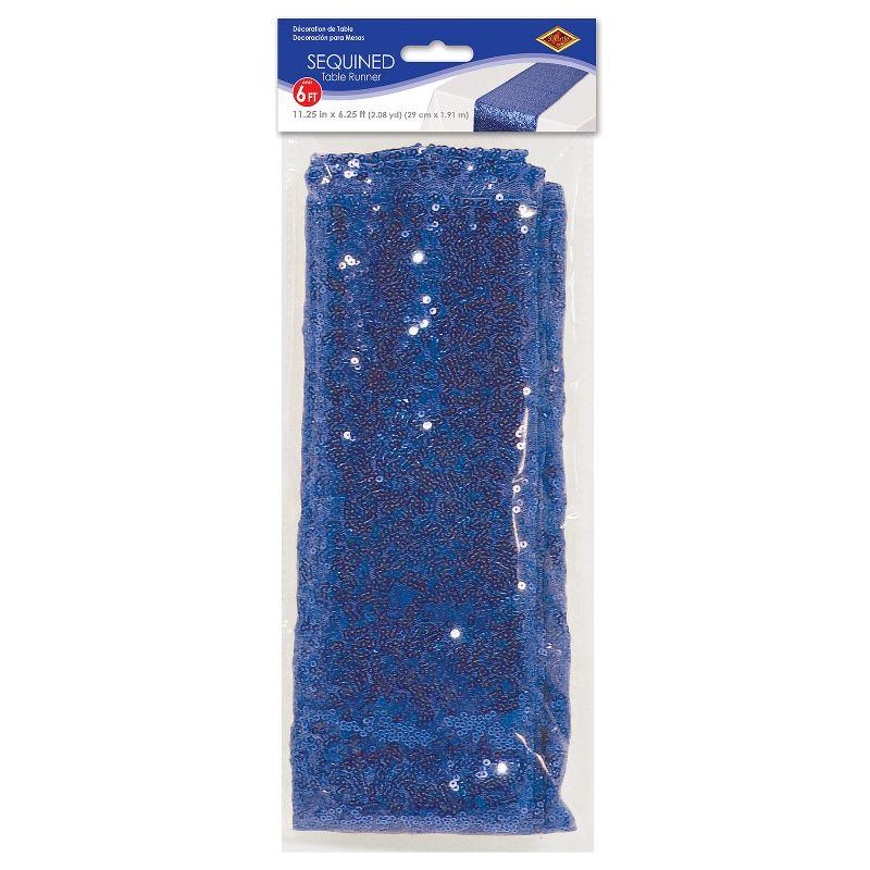 Beistle Sequined Table Runner, 11.25" x 6' 3", (1/Pkg) Blue