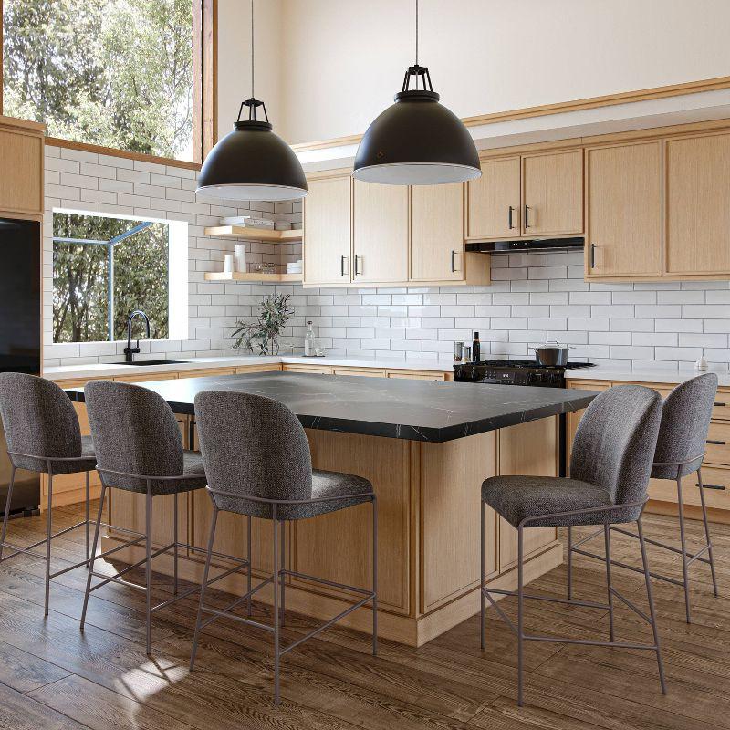 Blakeley Counter Height Barstool Dark Gray - CorLiving: Contemporary 26" High Back, Iron Legs