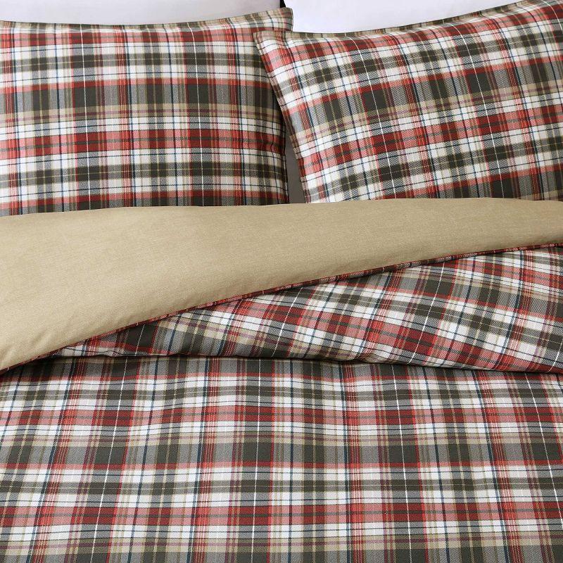 Eddie Bauer Astoria Plaid 100% Microfiber Duvet Set Red