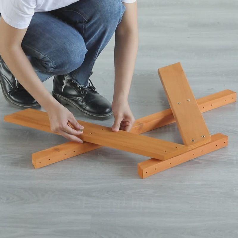 Gardenised Wooden Kids Outdoor Picnic Table for Garden and Backyard, Stained