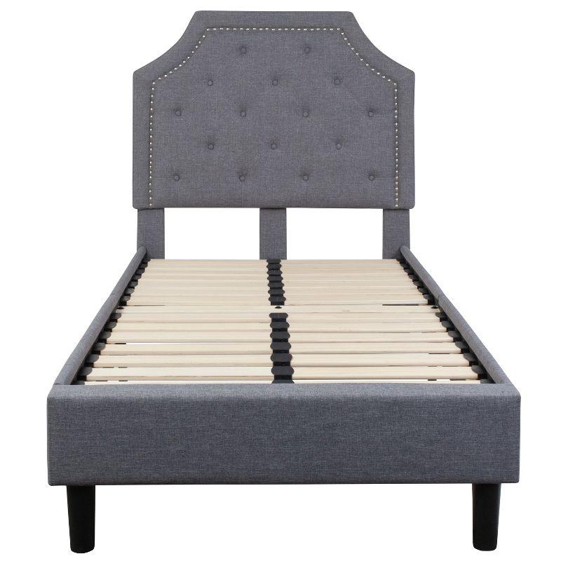 Flash Furniture Brighton Twin Size Tufted Upholstered Platform Bed in Light Gray Fabric