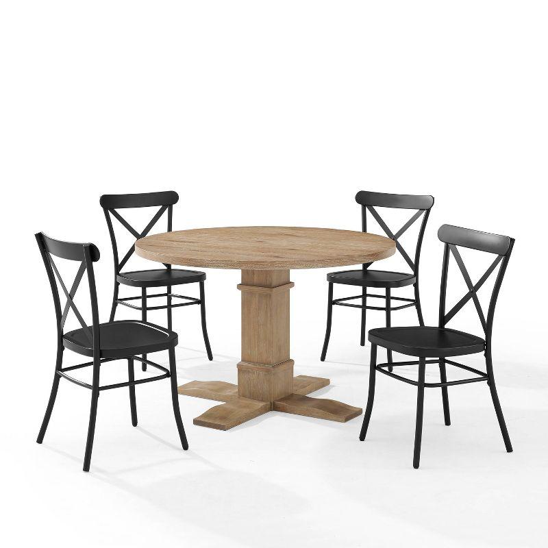 5pc Joanna Round Dining Set with 4 Camille Chairs Matte Black - Crosley