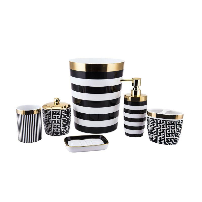 Derby Wastebasket Black/White - Allure Home Creations: Plastic, 5.6L Capacity, 9.6" Height, Elegant Design