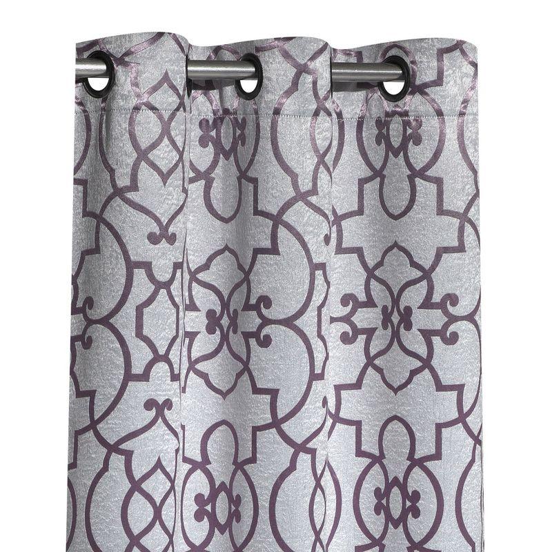 Kate Aurora 2 Piece Geo Sheen Palladian Grommet Top 88% Blackout Curtain Panels - 84 in. Long - Purple