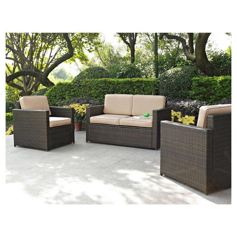 Mahogany and Sand 4-Person Outdoor Wicker Sofa Set