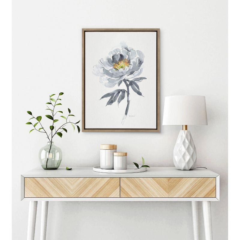 18" x 24" Sylvie Gray Bloom Framed Wall Canvas by Patricia Shaw Gold: Modern Botanical Decor - Kate & Laurel All Things Decor