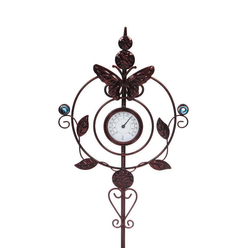 Evergreen Flag Beautiful Butterfly Thermometer Garden Stake - 9 x 32 x 1 Inches Homegoods and Decorations for Every Space