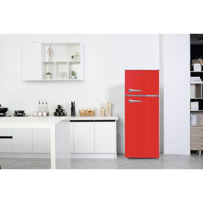Frigidaire 7.5 cu ft Retro Freestanding Mini Refrigerator with Chrome Handle Red: ETL Listed, 2 Glass Shelves, 1-Year Warranty