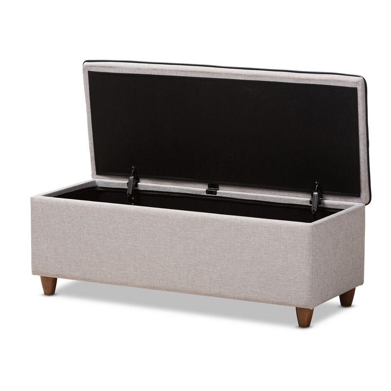 Marlisa Walnut Finished Wood and Fabric Upholstered Button Tufted Storage Ottoman Gray - BaxtonStudio