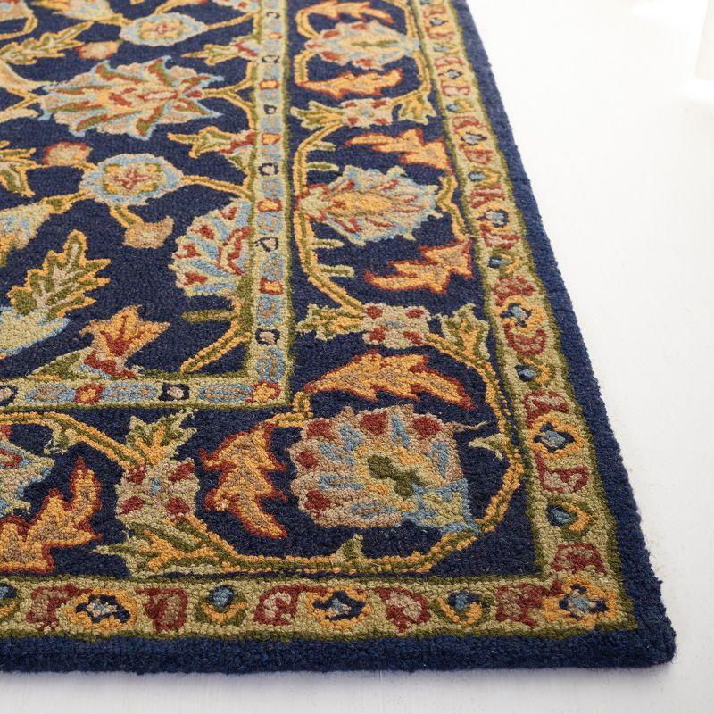 Handmade Tufted Blue Wool Floral 5' x 8' Area Rug