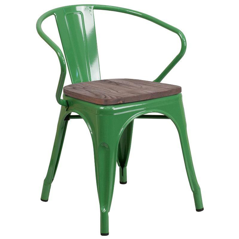 Flash Furniture Metal Chair with Wood Seat and Arms