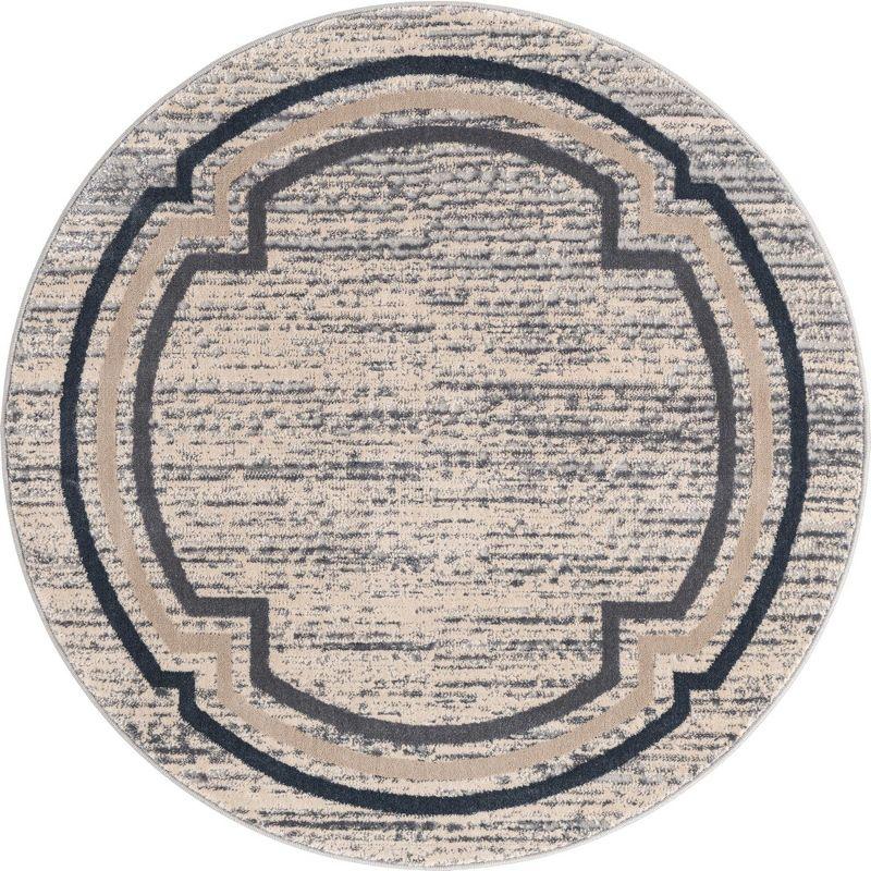 Unique Loom Oasis Collection Area Rug - Fountain (4'  Round Gray/Ivory)