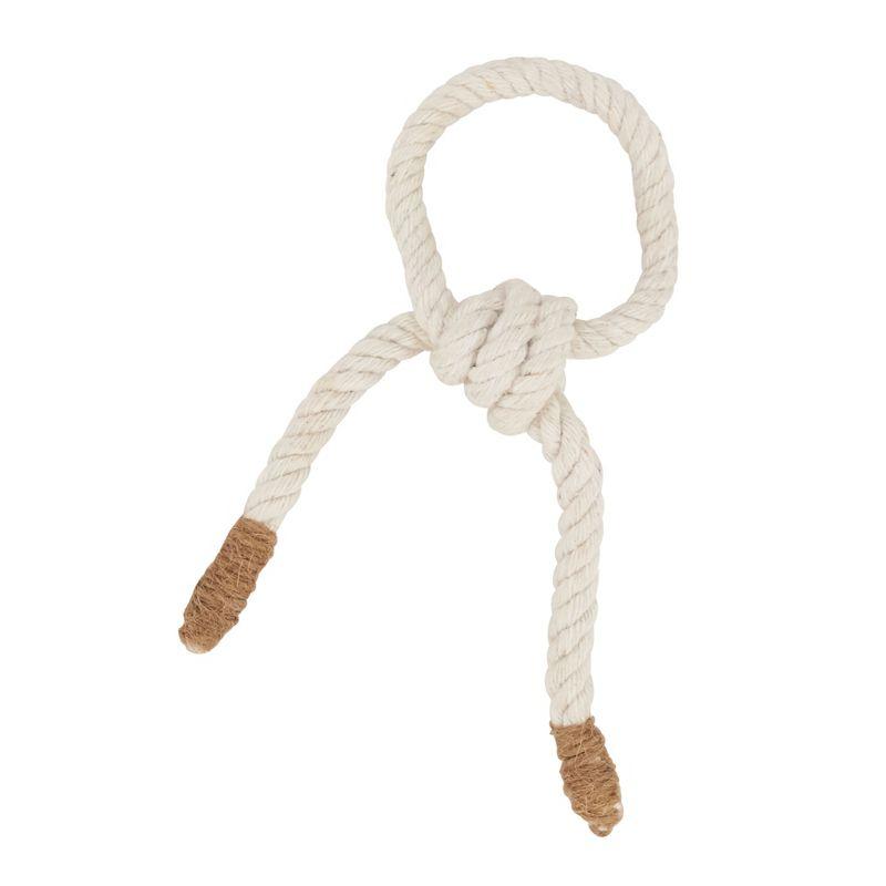 White and Brown Knotted Rope Napkin Rings Set of 4