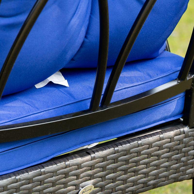 Mercer41 Outsunny Outdoor Wicker Rocking Chair with Padded Cushions, Aluminum Furniture Rattan Porch Rocker