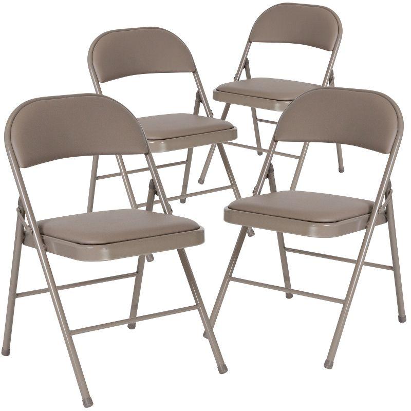 Hercules Series Double Braced Gray Vinyl Metal Folding Chair - 4 Pack