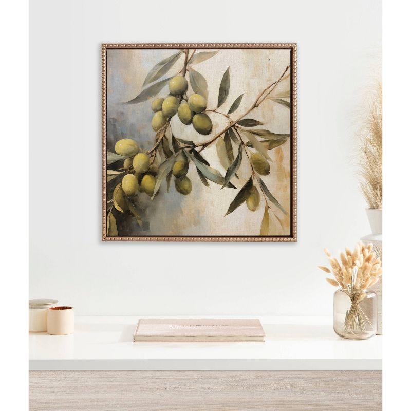 Kate & Laurel All Things Decor 22"x22" Sylvie Beaded Olive Tree Framed Canvas by The Creative Bunch Studio Gold