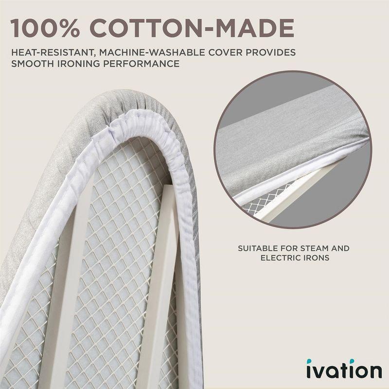 Ivation Ironing Board, Wall Mounted Ironing Board Cabinet W/Left Side Door, Mirror & Lever, White