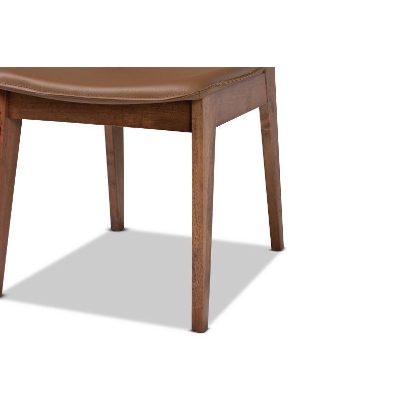 2pc Afton Faux Leather & Wood Dining Chair Set - Baxton Studio: Mid-Century Style, Retro Touch