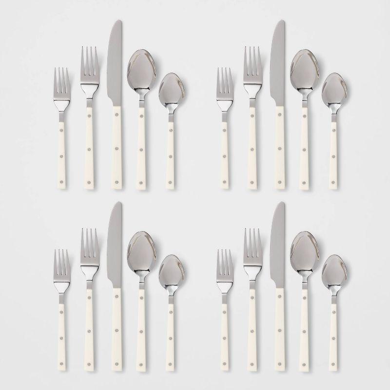 20pc Stainless Steel Burlington Silverware Set Cream - Threshold™: Flatware Set with Forks, Spoons & Knives, Service for 4