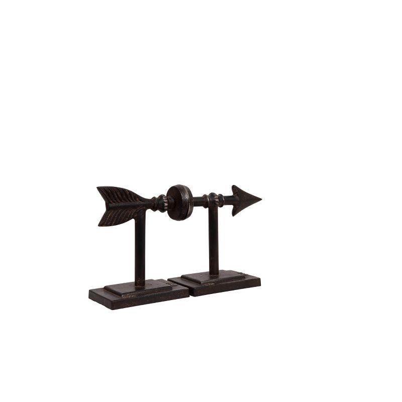 Metal Arrow Bookends Set of 2 (3-1/2"H) - Storied Home: Cast Iron, Antique Bronze Finish, Decorative Accessory