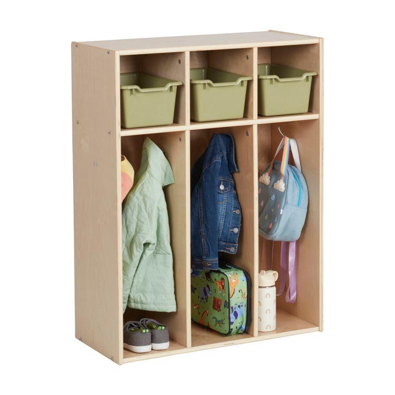 ECR4Kids Streamline 3-Section Coat Locker, Toddler Size, Kids Furniture