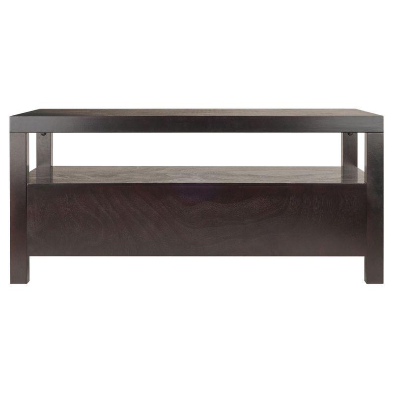 Copenhagen Coffee Table Espresso - Winsome: 2 Drawers, Open Shelf, Rectangular Wood Composite