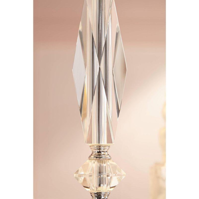 Vienna Full Spectrum Modern Luxury Accent Table Lamp 23" High Clear Crystal Column White Tapered Drum Shade for Living Room Bedroom Bedside Office