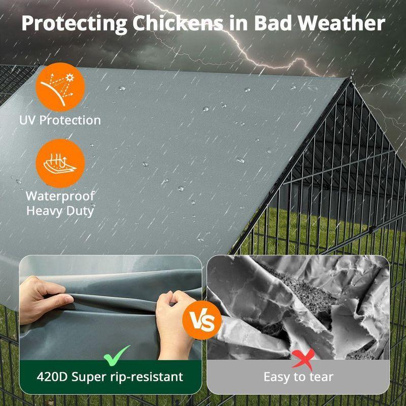 GOTGELIF  Large Metal Chicken Coop 130" x 40" Chicken Cage Hen House with Waterproof Cover