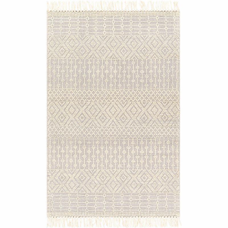 Handmade Gray and Ivory Wool Cotton 5' x 7' Area Rug