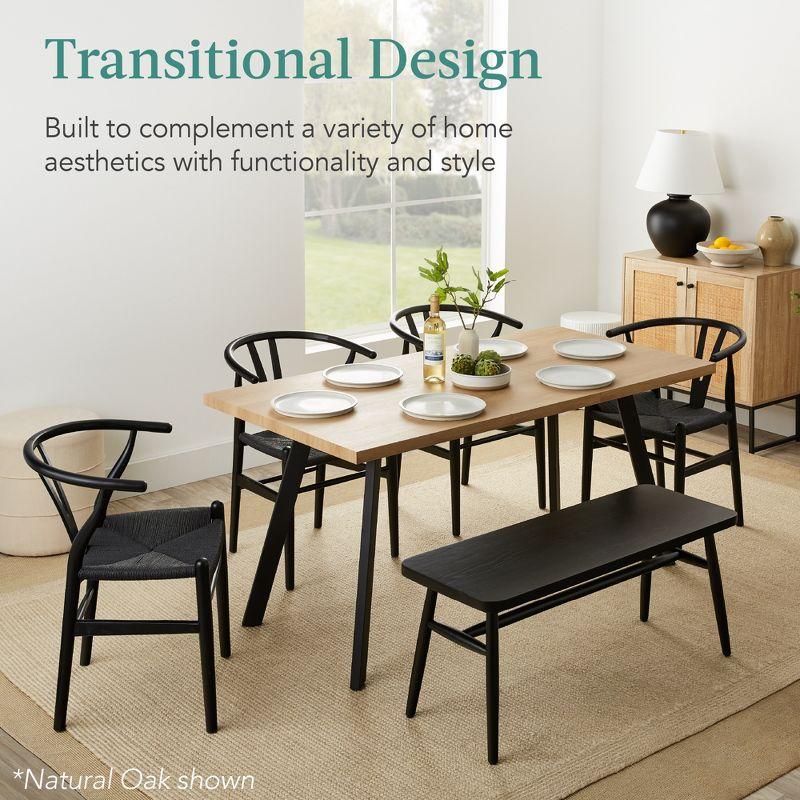 Brown Extendable Wood Dining Table with Black Steel Legs