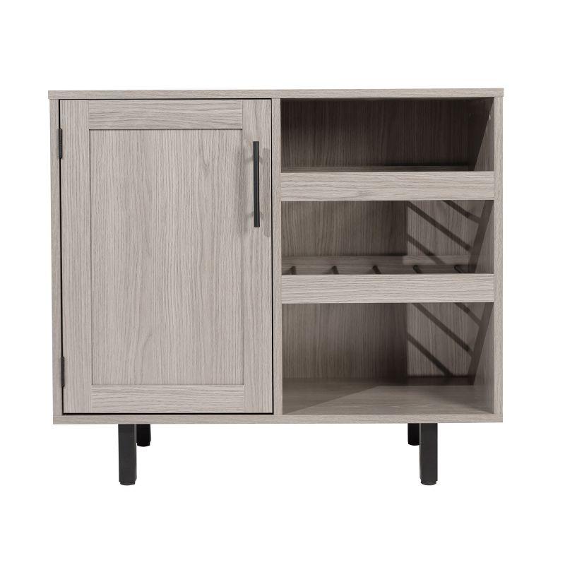 Flash Furniture Elmont Classic Bar and Sideboard with Shaker Style Single Door Cabinet with Hanging Glass Storage and Open Bottle Shelves