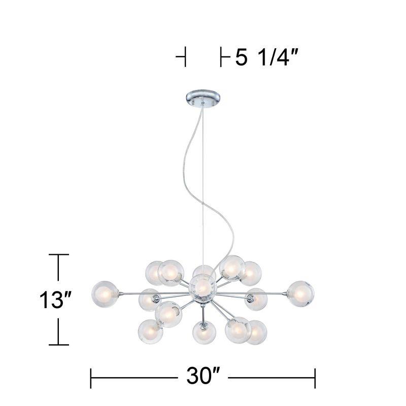 Possini Euro Design Spheres Chrome Chandelier 30" Wide Mid Century Modern Sputnik Glass Shade 15-Light Fixture for Dining Room House Kitchen Island