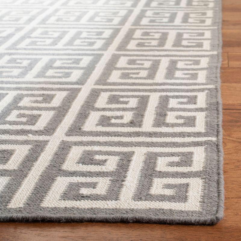 Grey and Ivory Geometric 7' Square Wool Area Rug