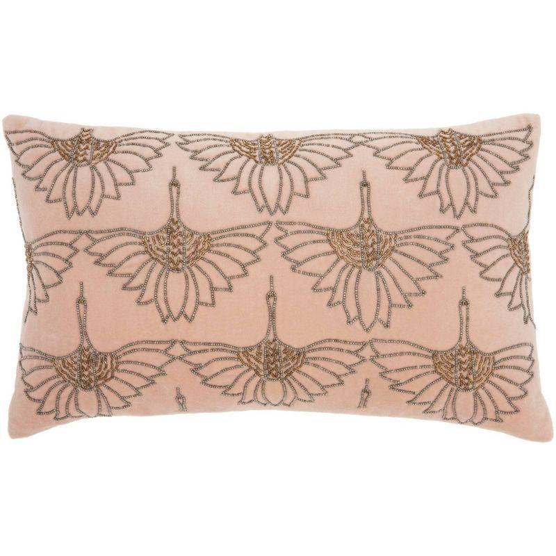 Mina Victory 12" X 20" Ivory Cotton Throw Pillow