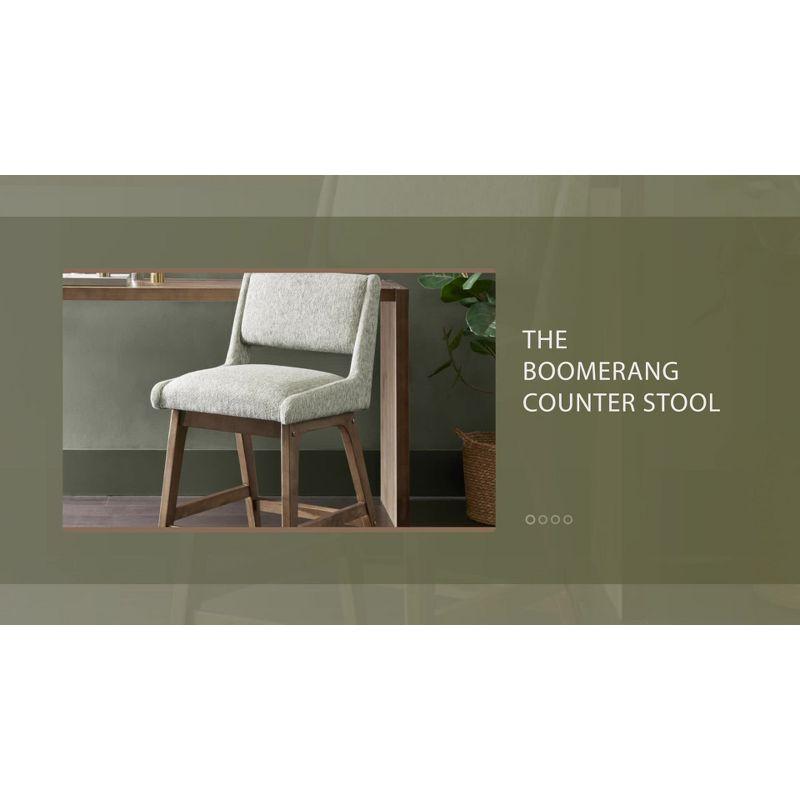 Boomerang Counter Height Barstool Light Gray: Upholstered, Pecan Finish Legs, 300 lbs Capacity