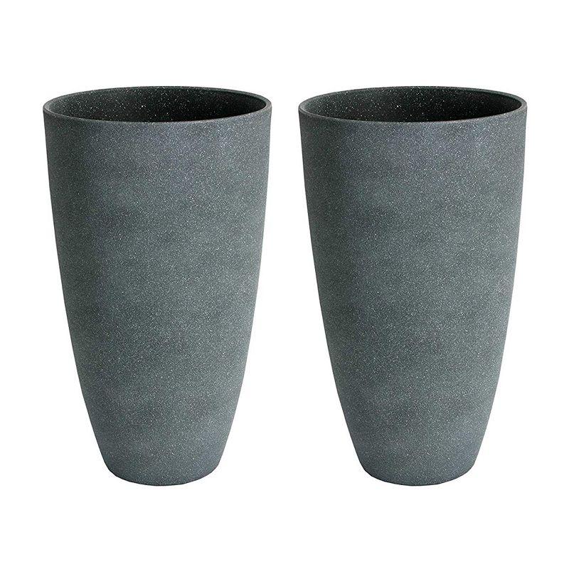 Weathered Gray Tall Composite Outdoor/Indoor Planter Pot Set