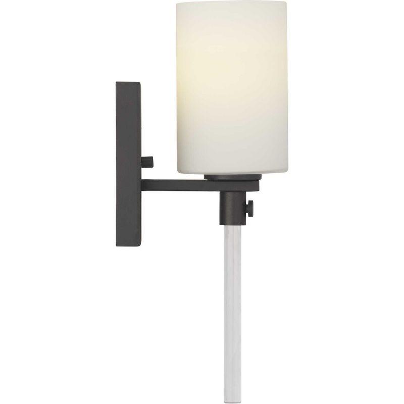 Progress Lighting Lisbon 1-Light Wall Sconce, Black Finish, Etched Opal Glass Shade