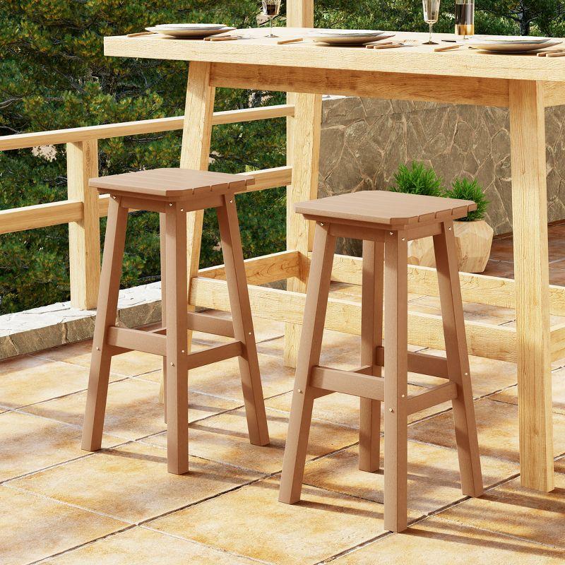 WestinTrends Malibu 29" All Weather Hdpe Outdoor Patio Square Backless Bar Stool (Set of 2)