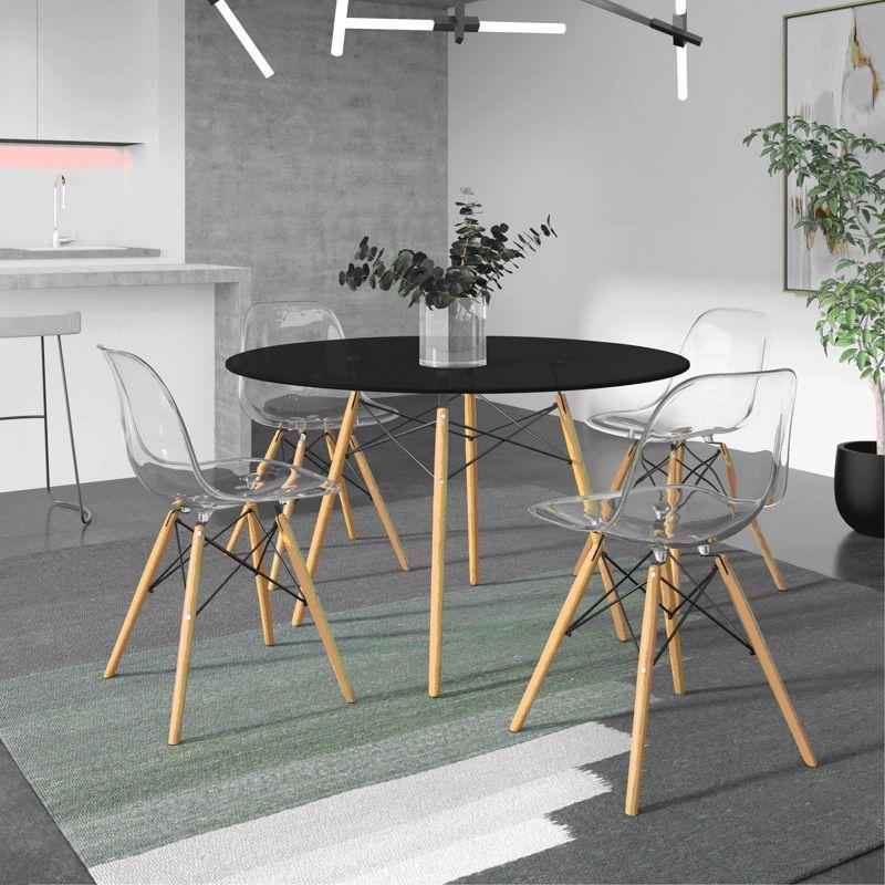 LeisureMod Dover Round Dining Table with Eiffel Base, Modern Design for Kitchens and Dining Rooms