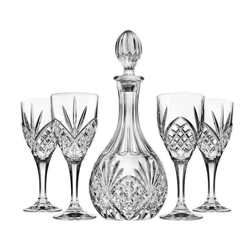 Dublin Clear Crystal 5 Piece Wine Decanter and Goblet Set