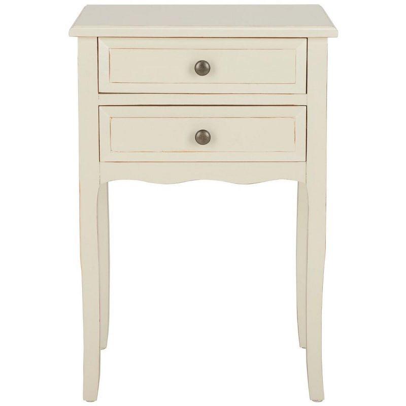 Lori Off-White Wood Rectangular Accent Table with Storage