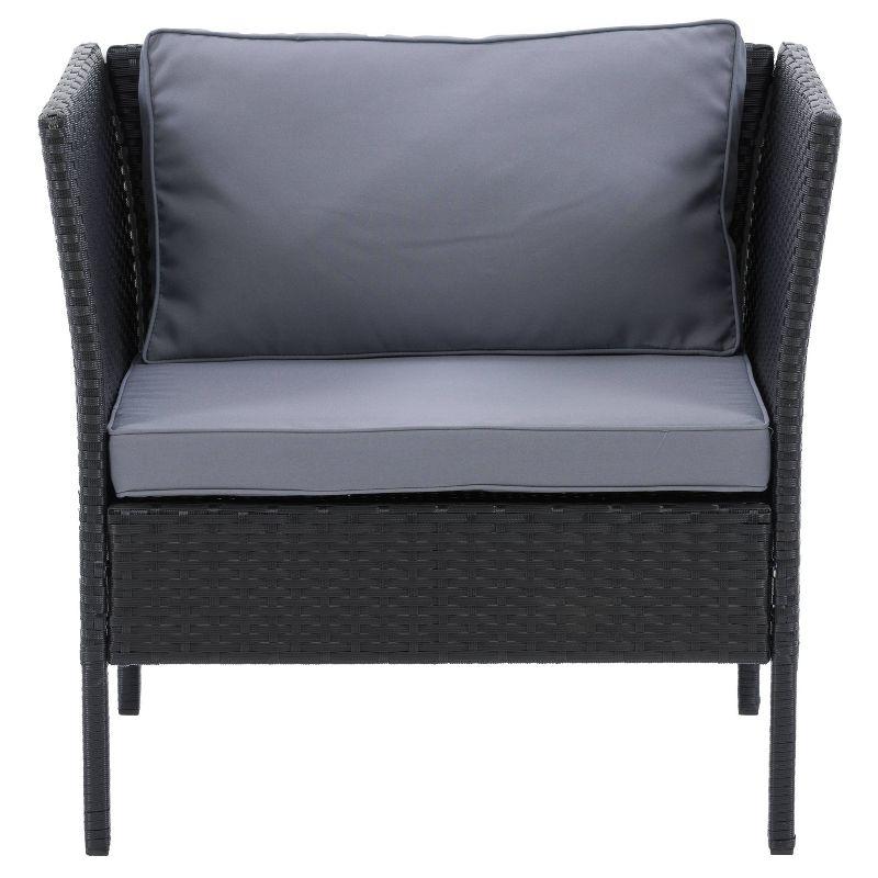 Elegant Black and Ash Gray Resin Wicker Patio Armchair with Cushions