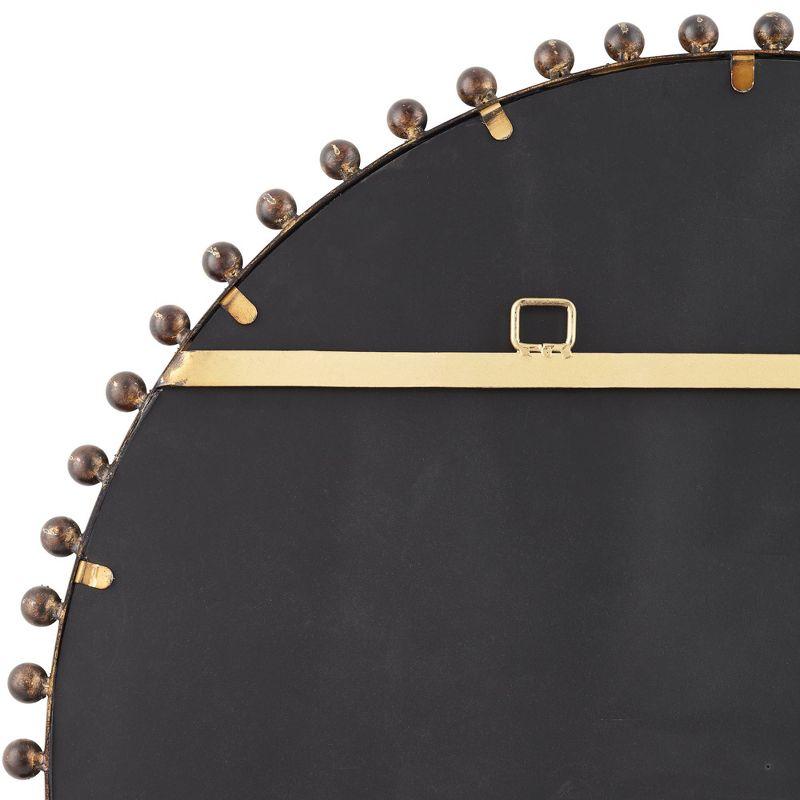 Uttermost Round Vanity Decorative Wall Mirror Rustic Beveled Glass Dark Bronze Beaded Iron Frame 32" Wide for Bathroom Living Room