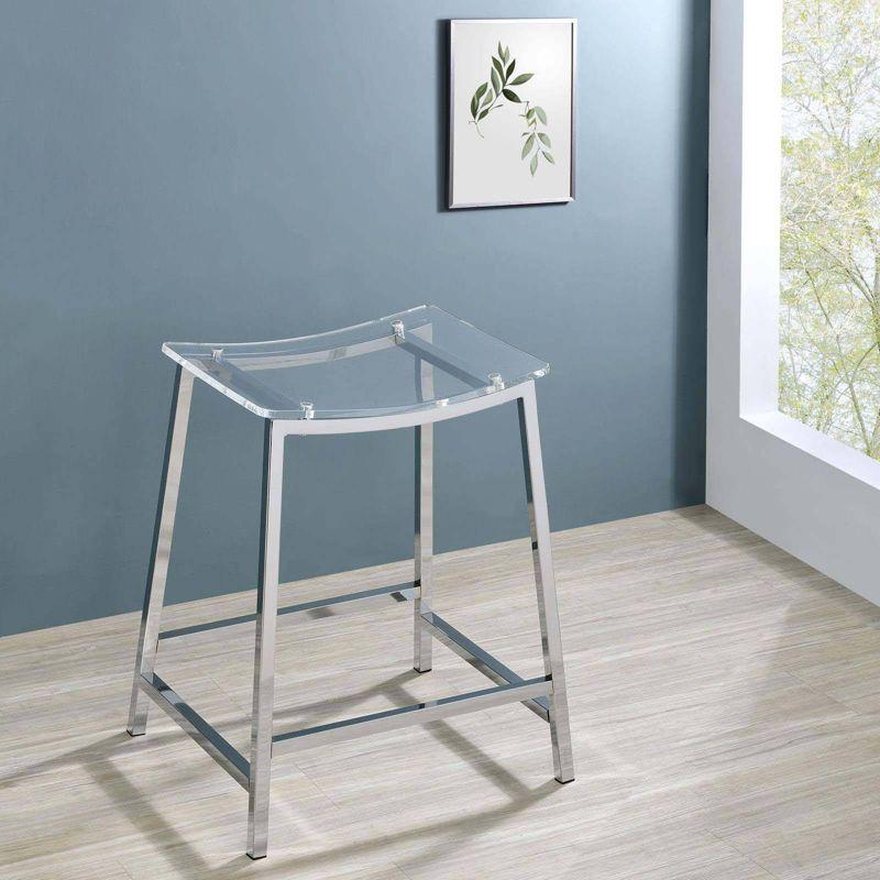 Coaster Set of 2 Jovani Modern Acrylic Backless Counter Height Barstools Clear/Chrome