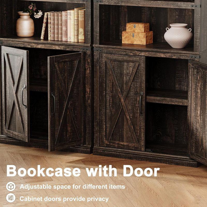 5-Tier Wooden Bookshelves with Cabinet Doors and Bookcases with Doors Floor Bookshelves and Office Storage Cabinets