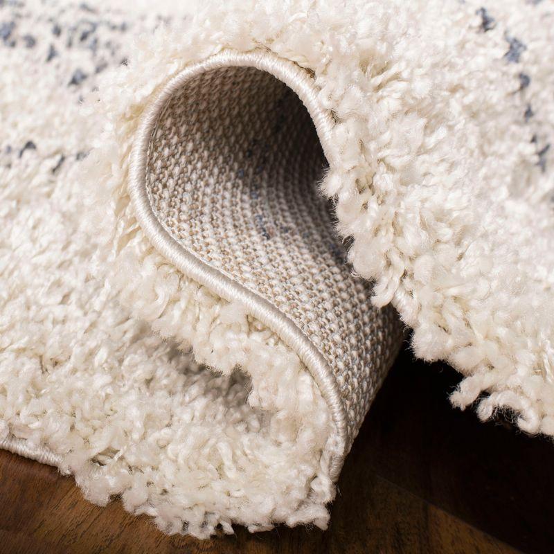 Pro Lux Shag PLX432 Power Loomed Area Rug - Cream/Blue - 5'1"x5'1" - Safavieh.