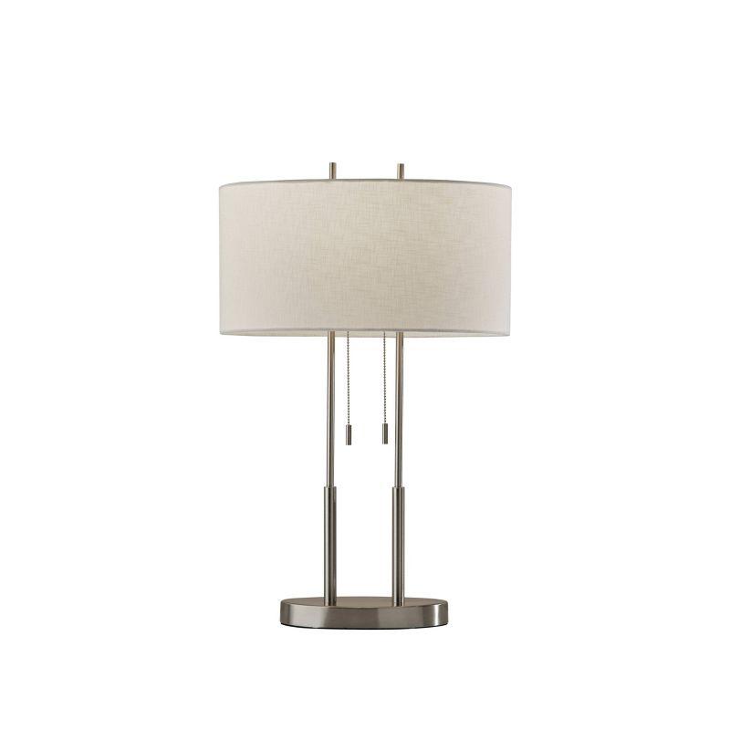 Duet Table Lamp Silver - Adesso: Modern Accent Lighting, Polyester Shade, Metal Body, ETL Listed